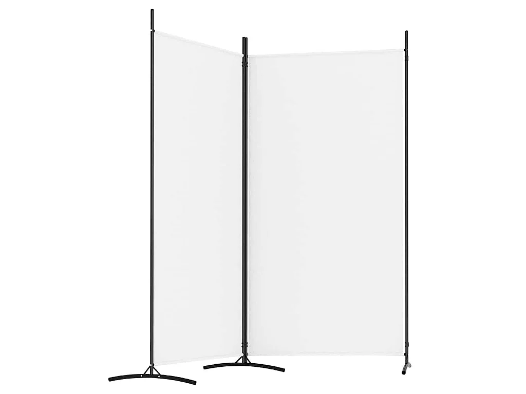 Biombo divisor de 2 paneles de tela blanco 175x180 cm