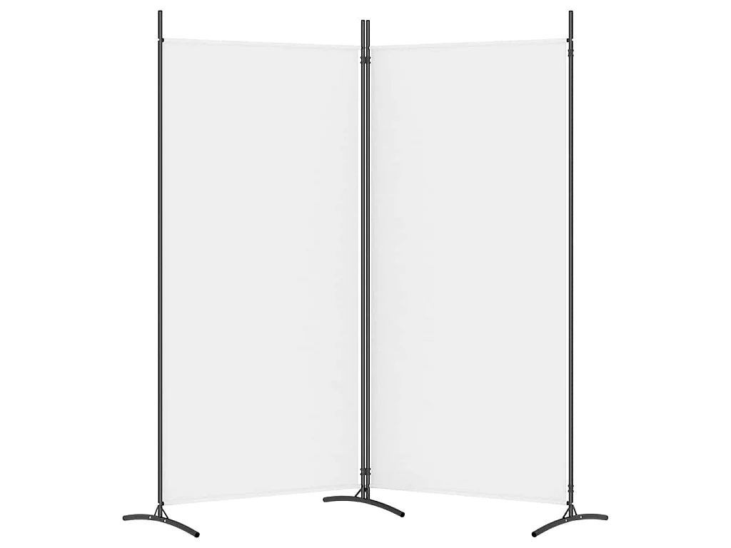 Biombo divisor de 2 paneles de tela blanco 175x180 cm