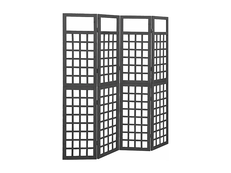 Biombo/Enrejado de 4 paneles madera de abeto negro 161x180 cm