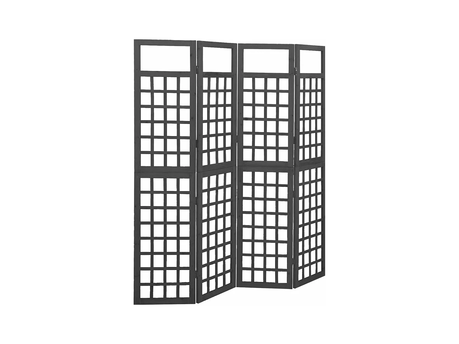 Divisorio a 4 Pannelli Legno Massello di Abete Nero 161x180 cm