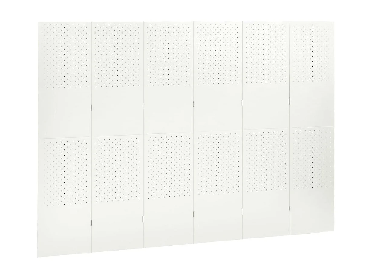Cloison de séparation 6 panneaux Blanc 240x180 cm Acier