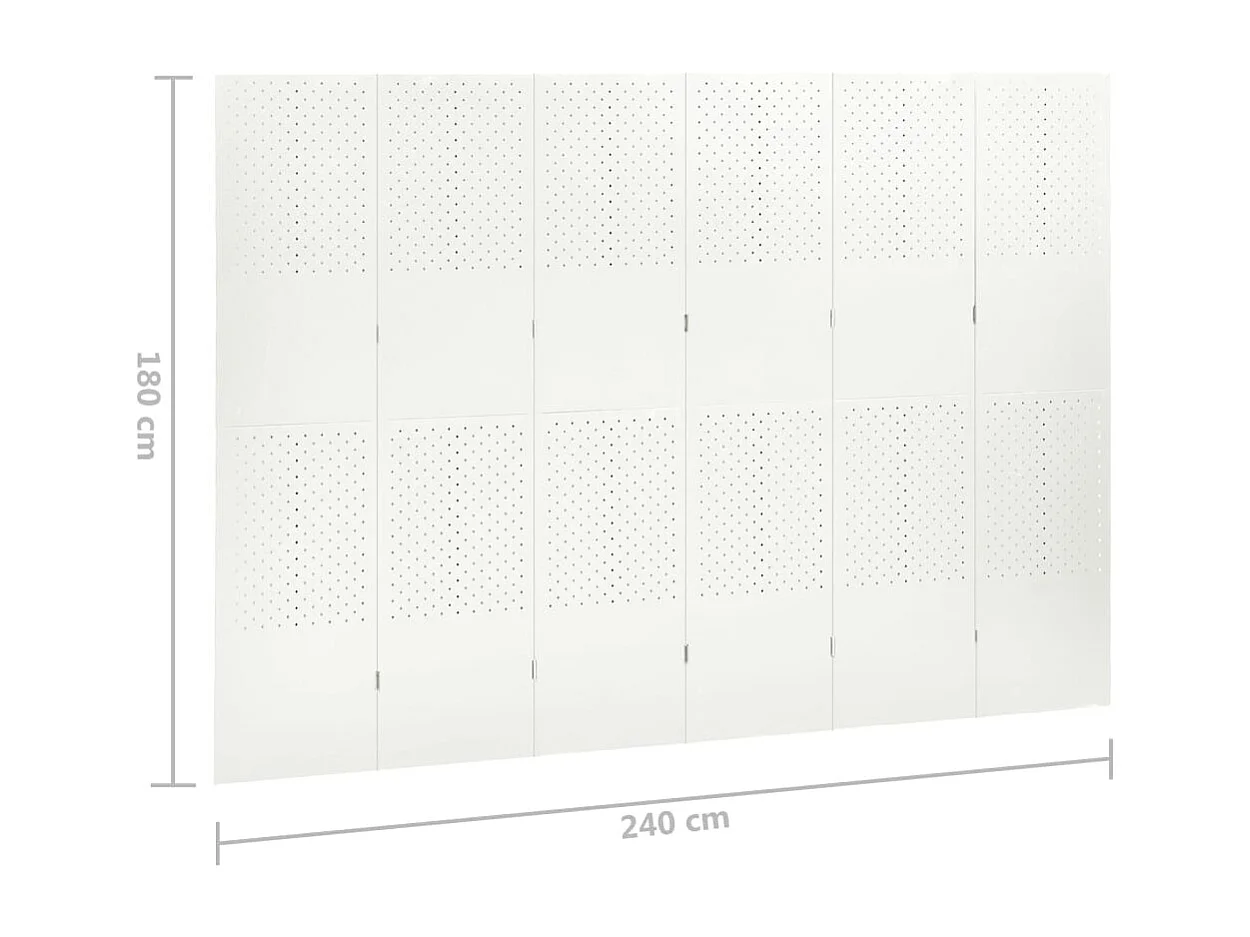 Cloison de séparation 6 panneaux Blanc 240x180 cm Acier