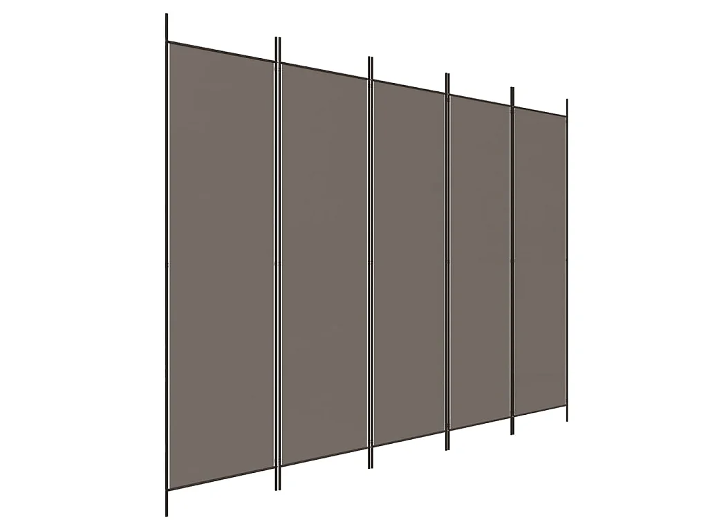 Cloison de séparation 5 panneaux Anthracite 250x220 cm Tissu