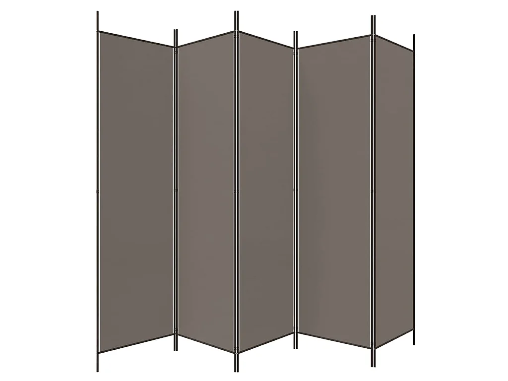 Cloison de séparation 5 panneaux Anthracite 250x220 cm Tissu