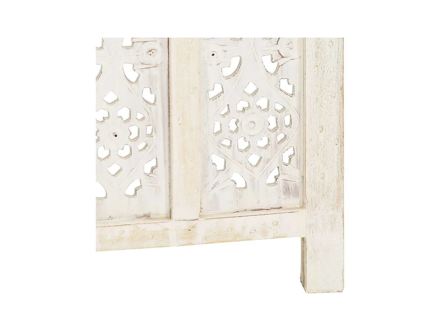 Cloison de séparation 4 panneaux Blanc 160x165 cm Bois manguier