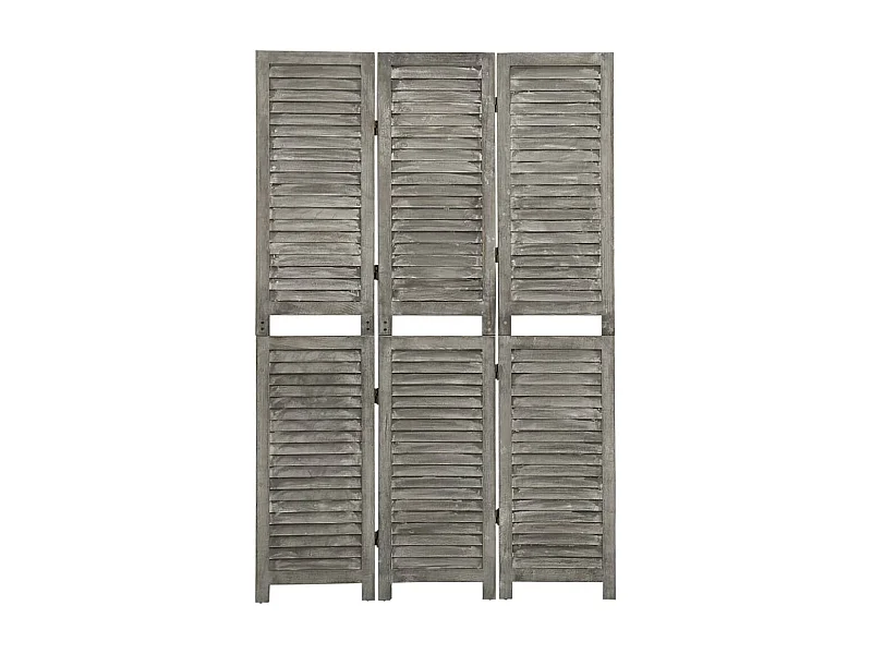 Cloison de séparation 3 panneaux Gris 106,5x166 cm Bois solide