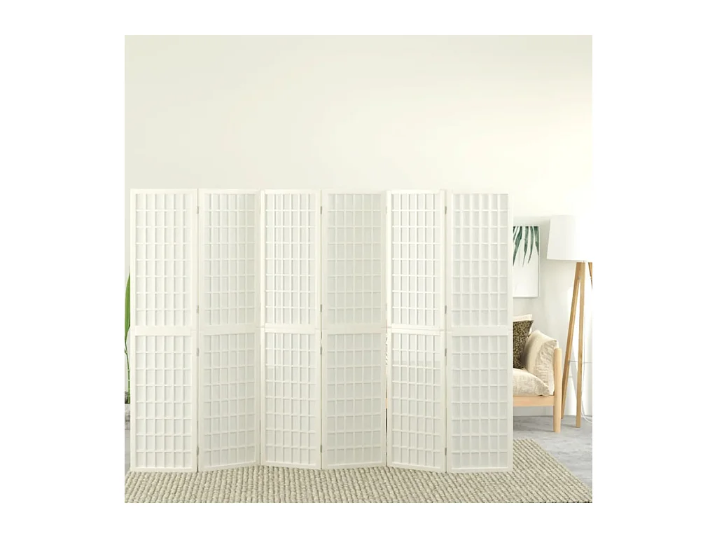 Cloison de séparation pliable 6 panneaux 240x170 cm Blanc