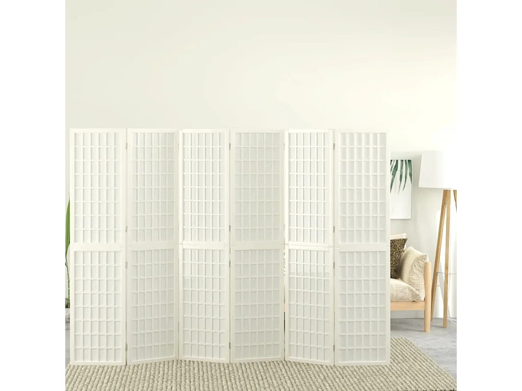 Kamerscherm inklapbaar 6 panelen Japanse stijl 240x170 cm wit
