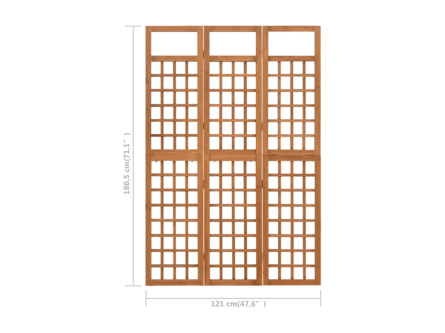 Paravento Da Interno Divisorio 3 Pannelli VidaXL - Legno Abete 121x180cm, Pieghevole Divisorio Legno Massello