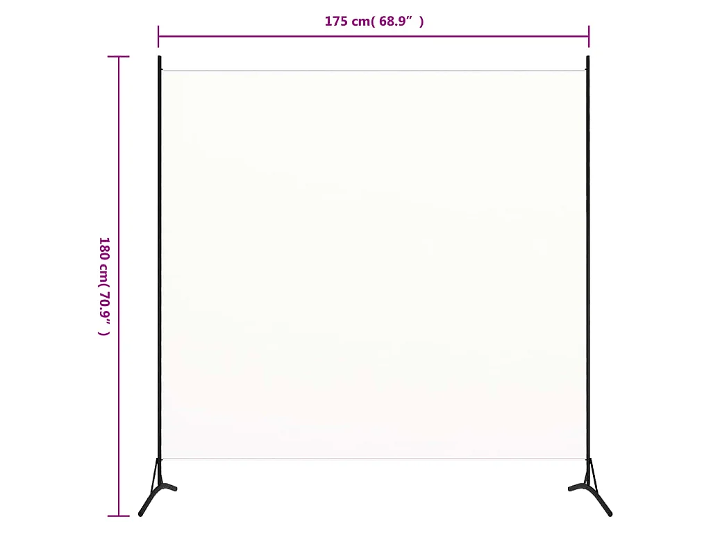 Cloison de séparation blanc 175x180 cm tissu