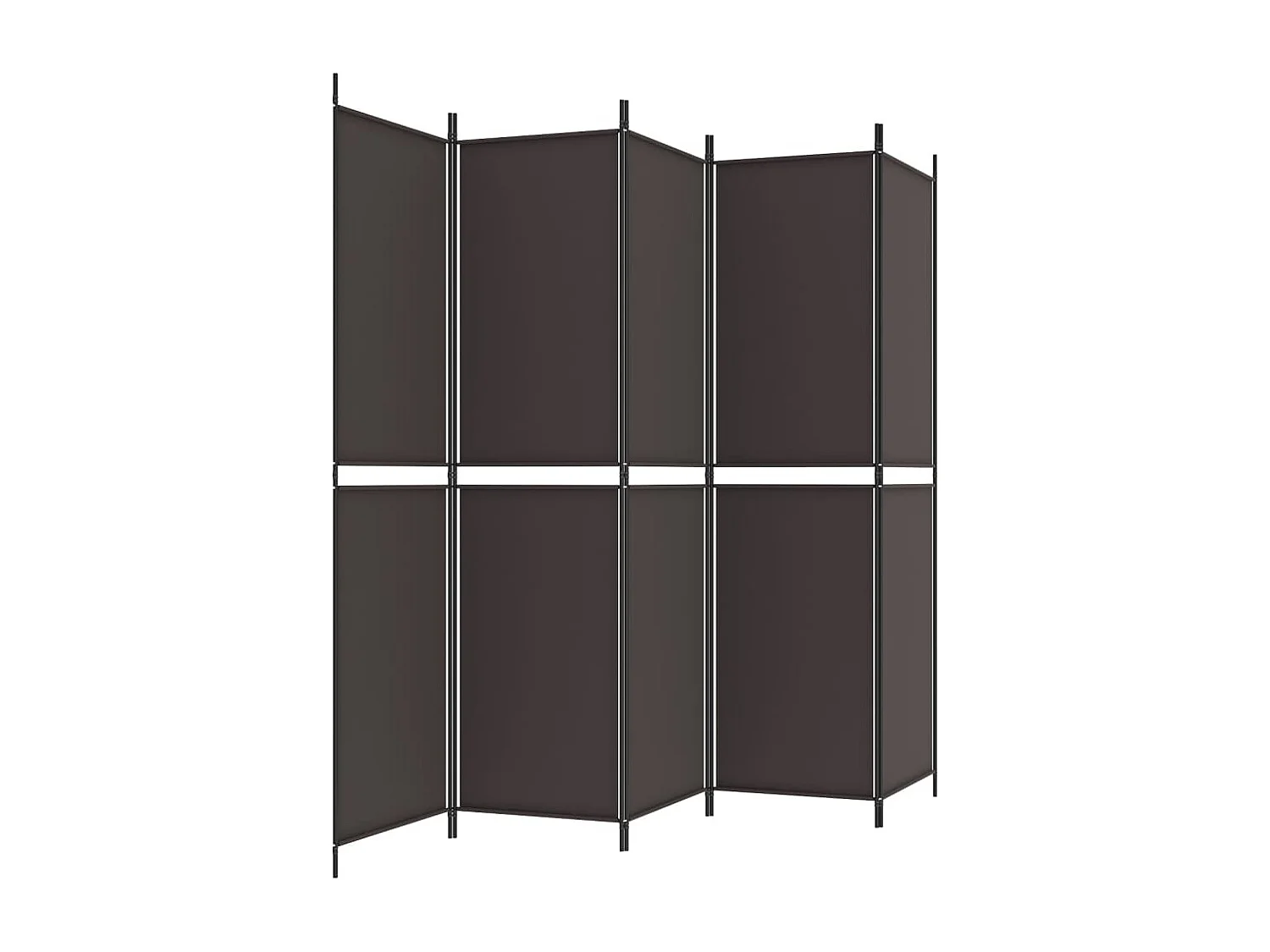 Biombo divisor de 5 paneles de tela marrón 250x200 cm