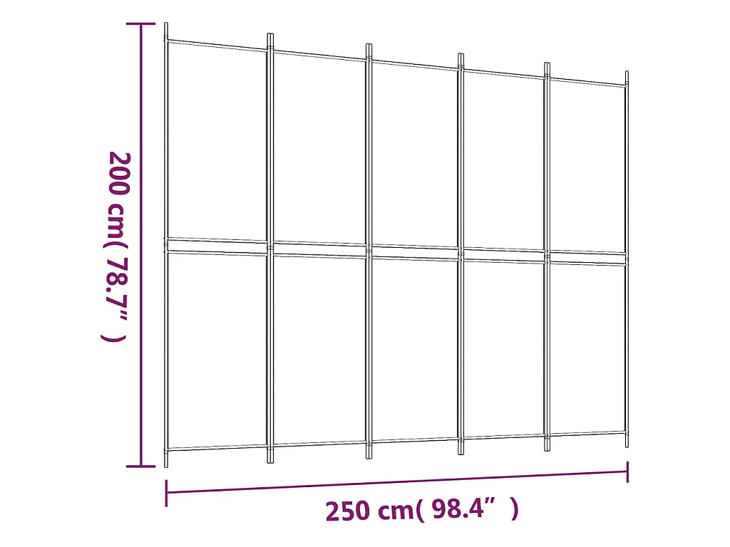 5-tlg. Paravent Braun 250x200 cm Stoff