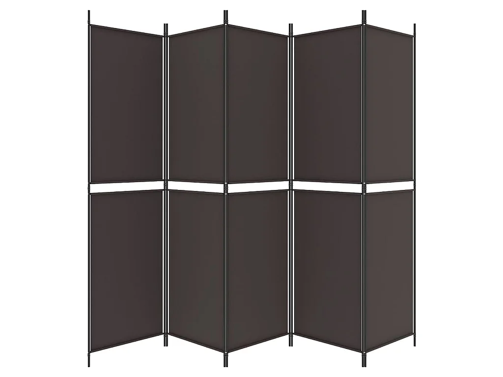 5-tlg. Paravent Braun 250x200 cm Stoff