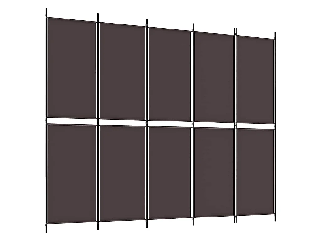 Paravent 5 panneaux Marron 250x200 cm Tissu