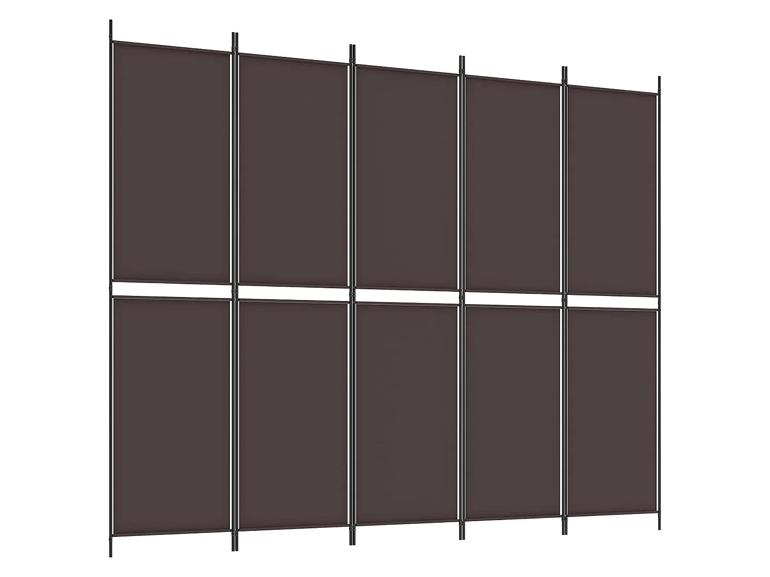 Paravent 5 panneaux Marron 250x200 cm Tissu