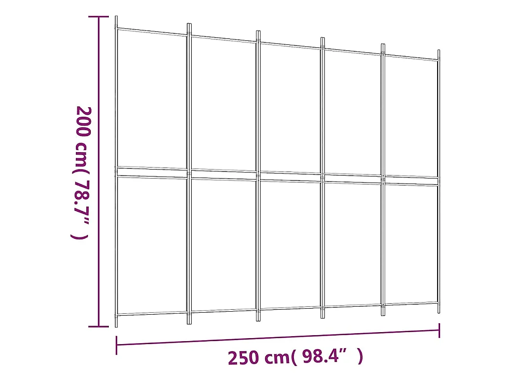 Kamerscherm met 5 panelen 250x200 cm stof bruin