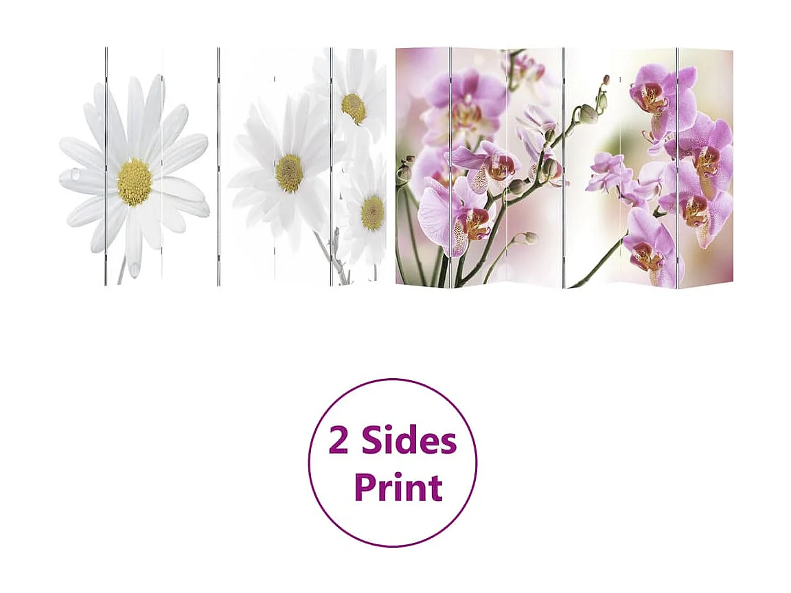Paravento Pieghevole 217x170 cm con Stampa Fiore