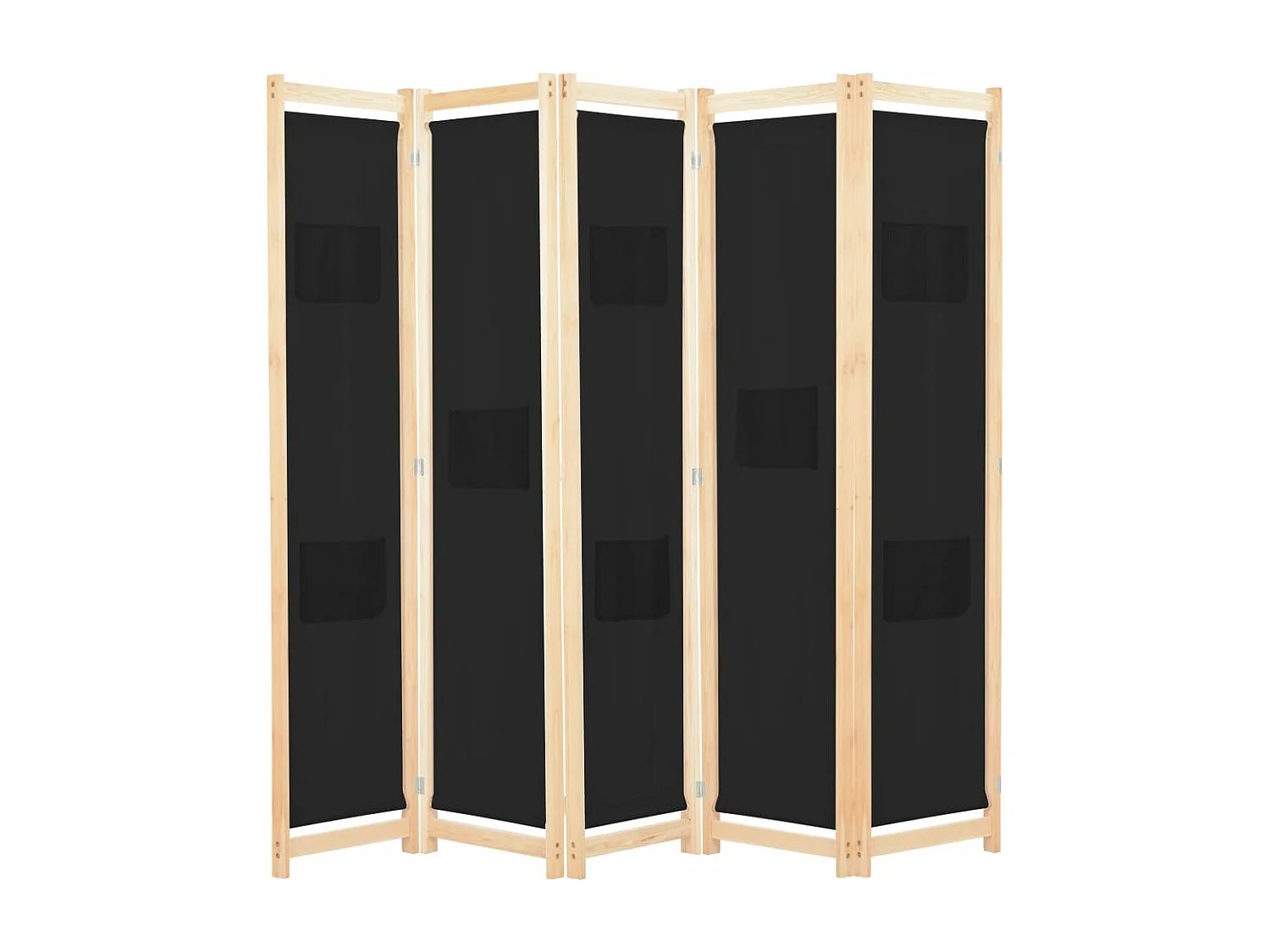 Cloison de séparation 5 panneaux Noir 200 x 170 x 4 cm Tissu