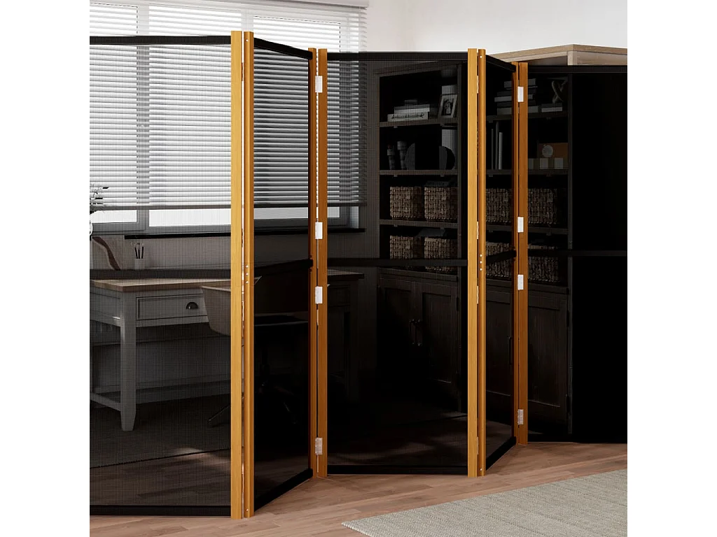 Biombo divisor de 6 paneles negro 420x180 cm