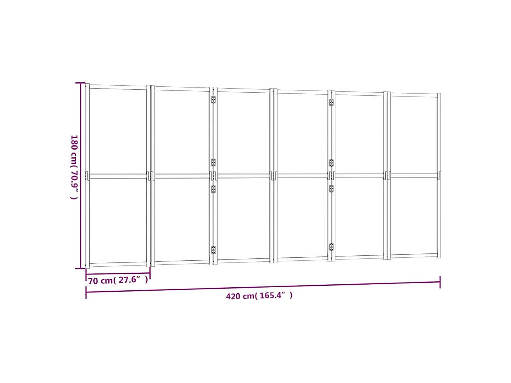 Biombo divisor de 6 paneles negro 420x180 cm