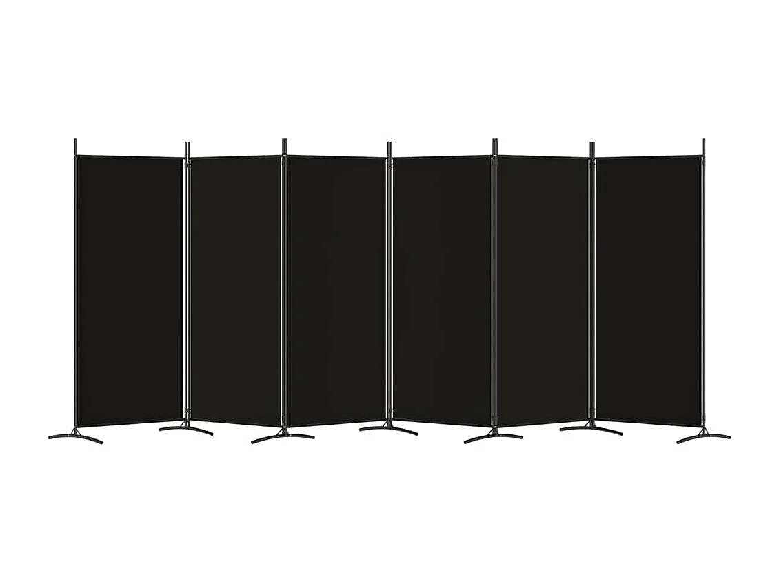 Cloison de séparation 6 panneaux Noir 520x180 cm Tissu