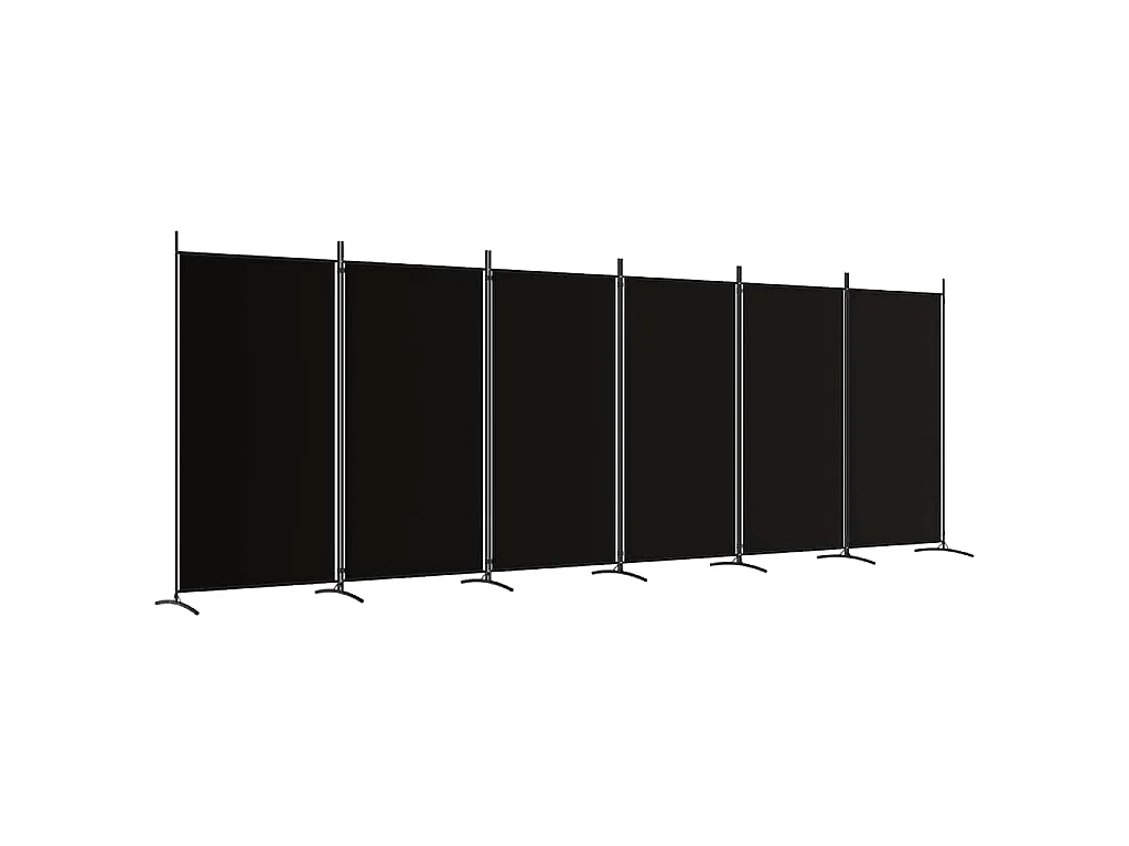Cloison de séparation 6 panneaux Noir 520x180 cm Tissu