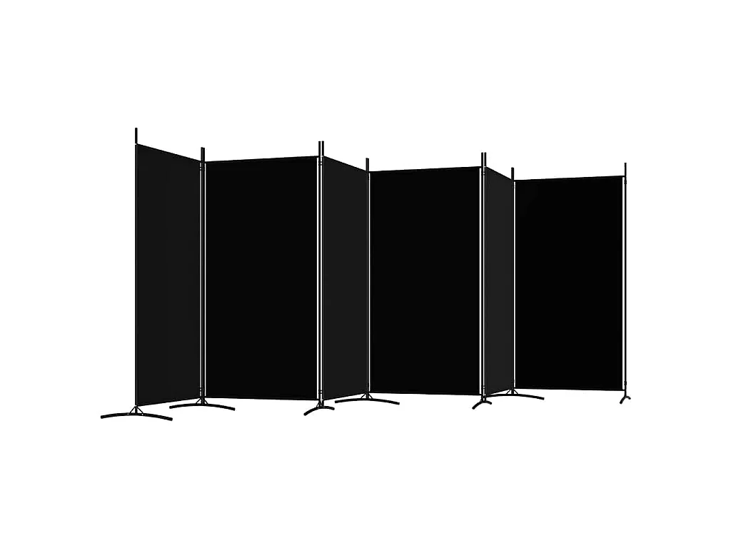 Cloison de séparation 6 panneaux Noir 520x180 cm Tissu