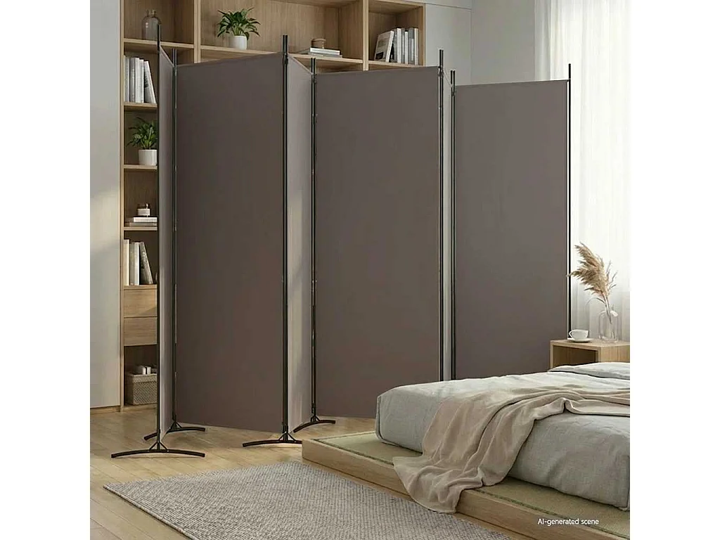 Divisorio a 6 Pannelli Antracite 520x180 cm Tessuto