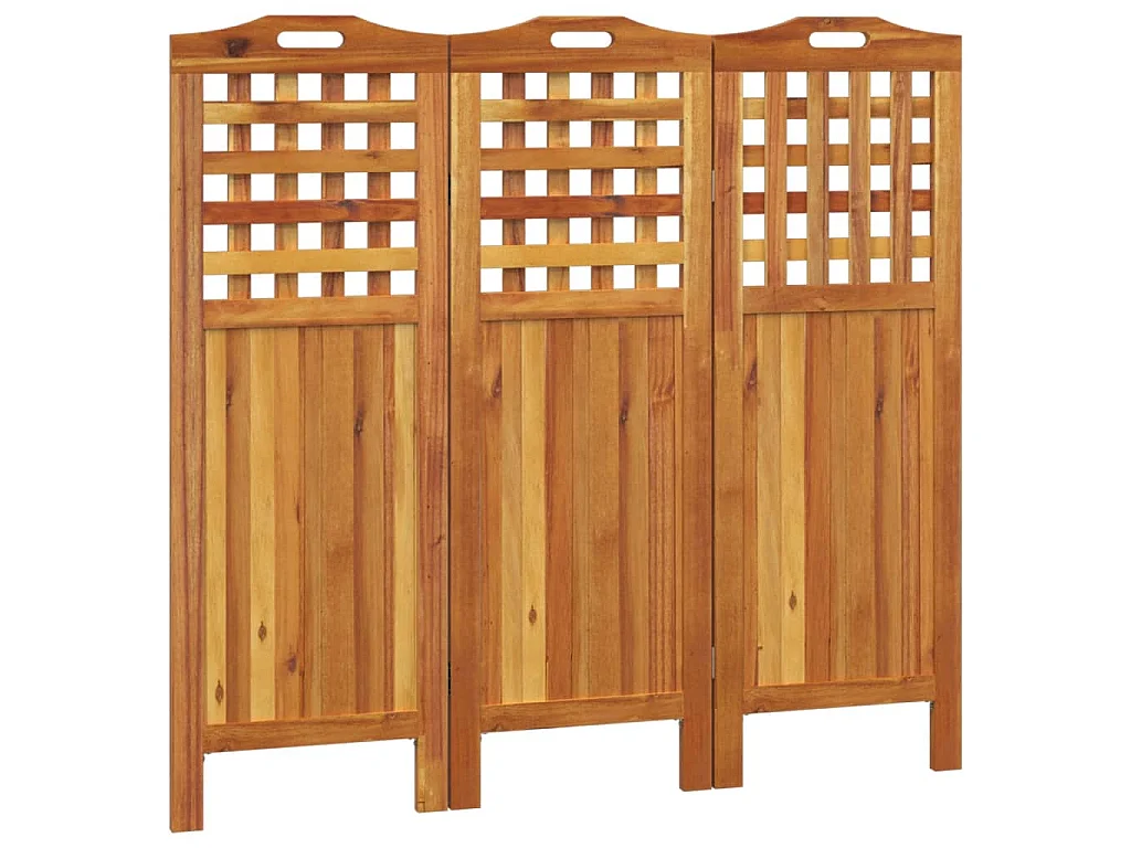 Cloison de séparation 3 panneaux 121,5x2x115 cm Bois d'acacia