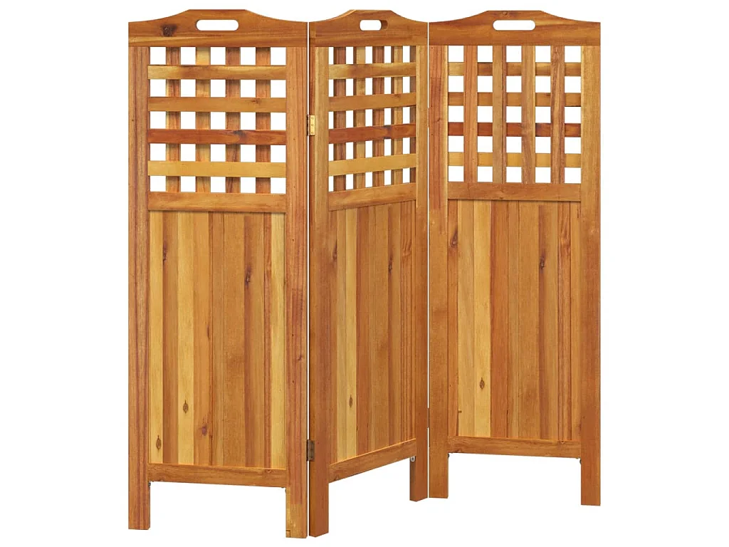 Cloison de séparation 3 panneaux 121,5x2x115 cm Bois d'acacia