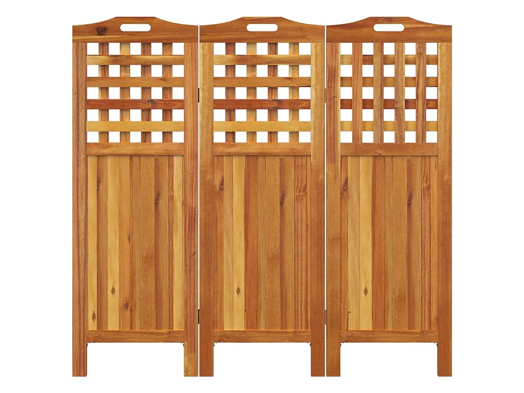 Cloison de séparation 3 panneaux 121,5x2x115 cm Bois d'acacia