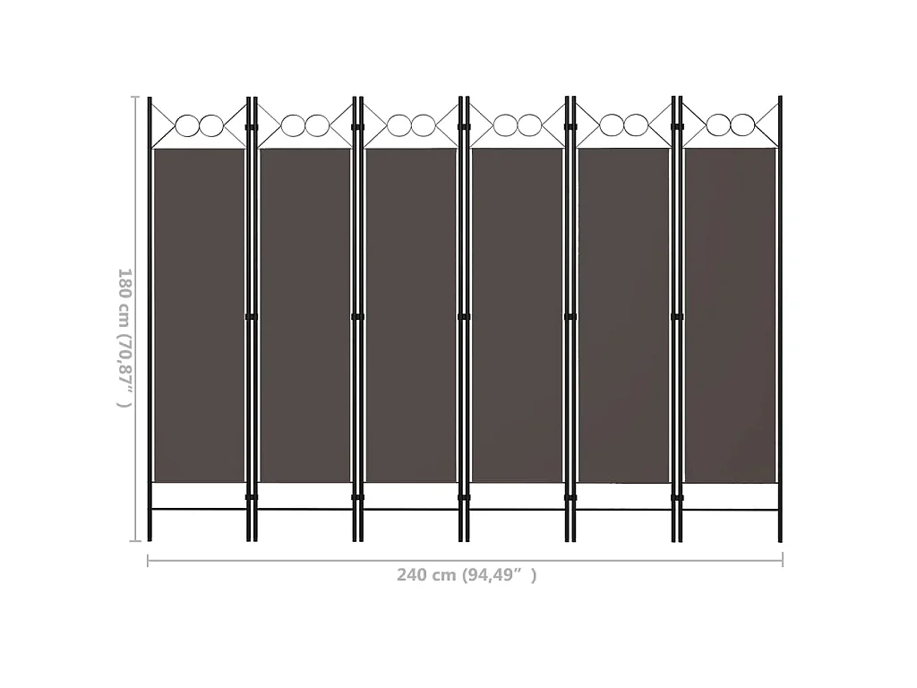 Cloison de séparation 6 panneaux Anthracite 240x180 cm