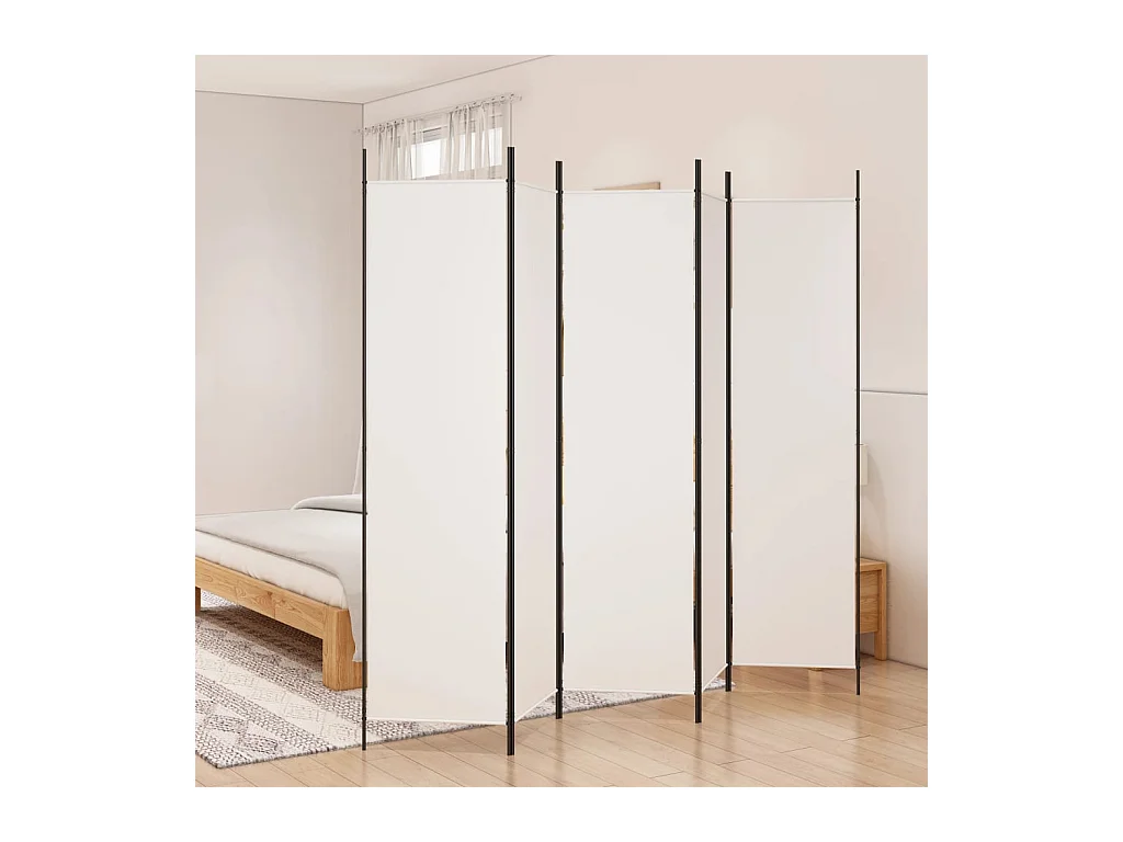 Cloison de séparation 5 panneaux Blanc 250x200 cm Tissu
