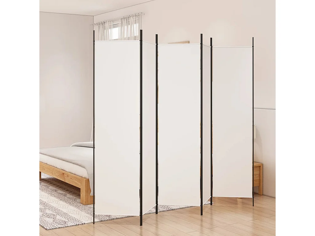 Divisorio a 5 Pannelli Bianco 250x200 cm Tessuto