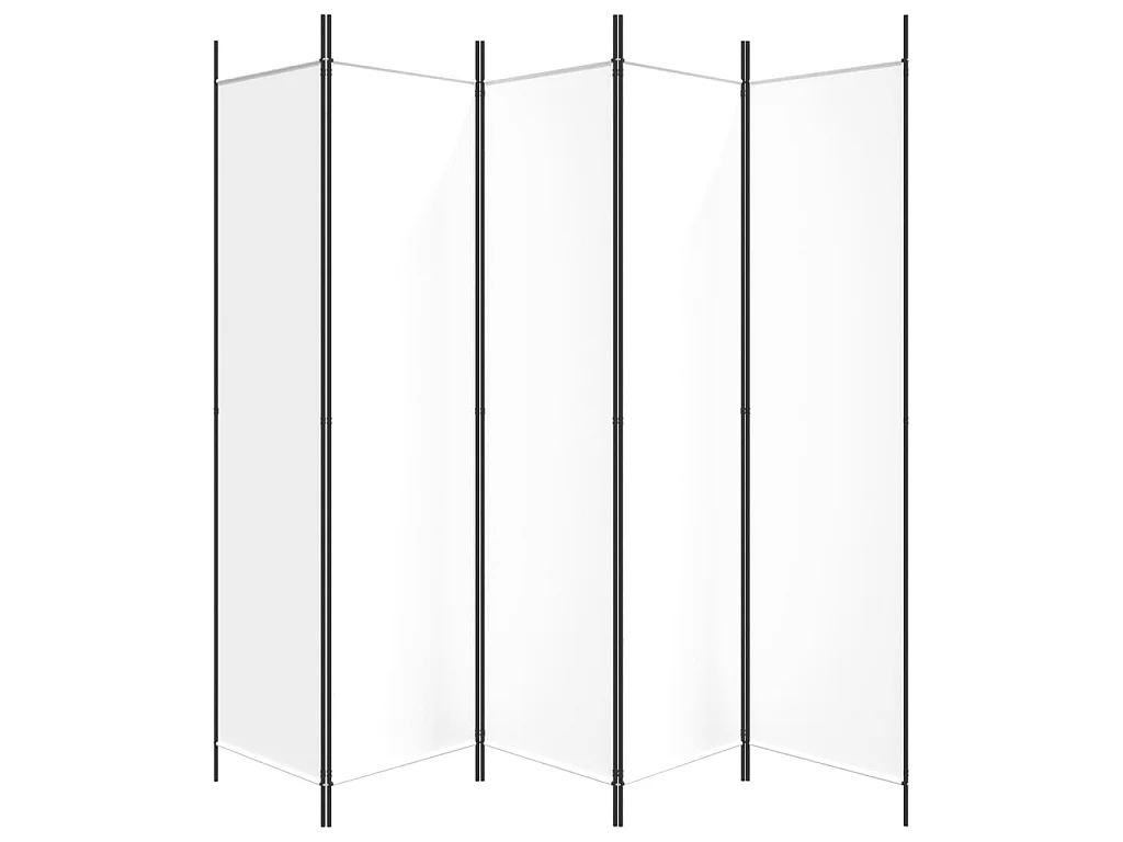 Divisorio a 5 Pannelli Bianco 250x200 cm Tessuto