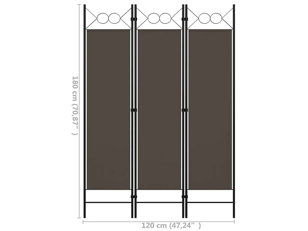 Paravent 3 panneaux Anthracite 120x180 cm