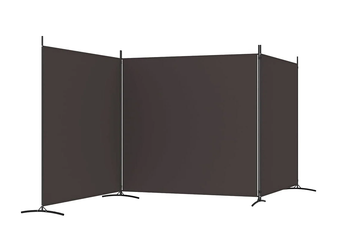 Divisorio a 3 Pannelli Marrone 525x180 cm in Tessuto