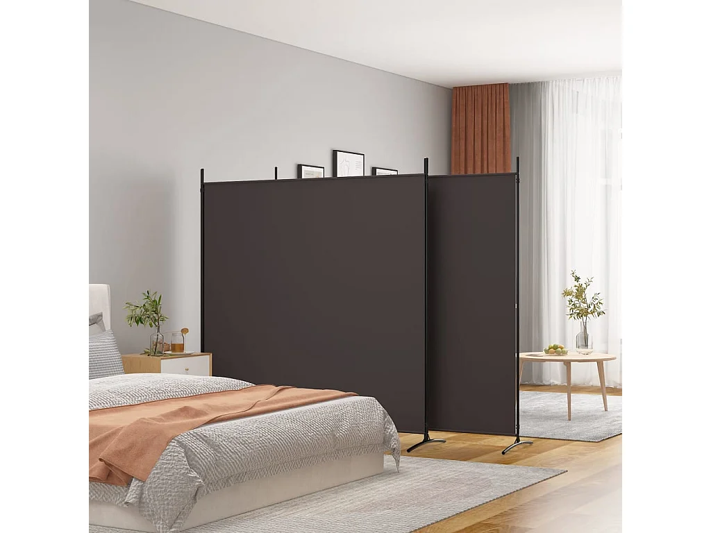 Cloison de séparation 3 panneaux Marron 525x180 cm Tissu
