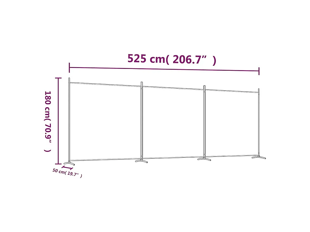 Paravent 3 panneaux Marron 525x180 cm Tissu