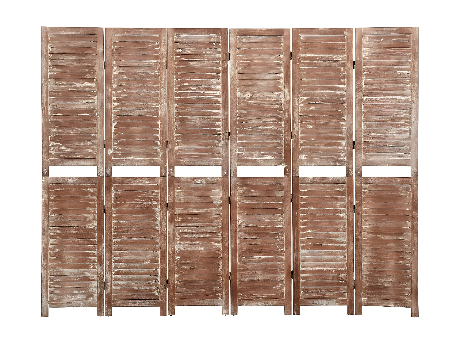 Biombo c/ 6 painéis 210x165cm madeira paulownia maciça castanho