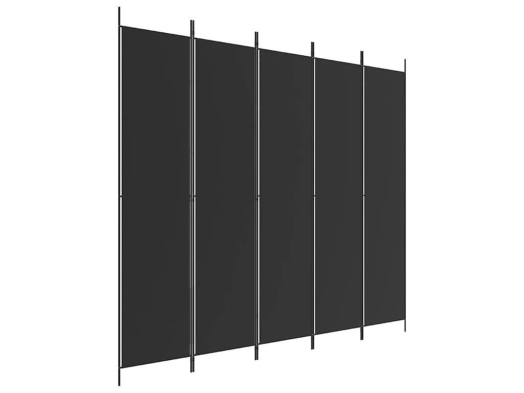 Divisorio 5 Pannelli Nero 250x220 cm Tessuto