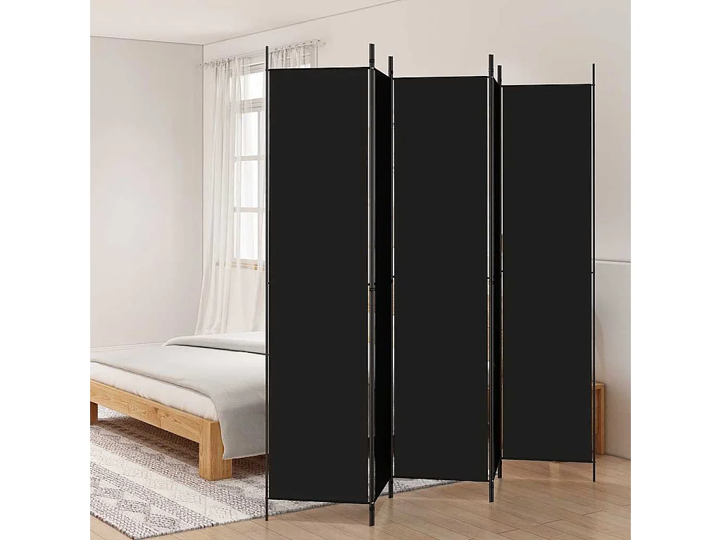 Divisorio 5 Pannelli Nero 250x220 cm Tessuto