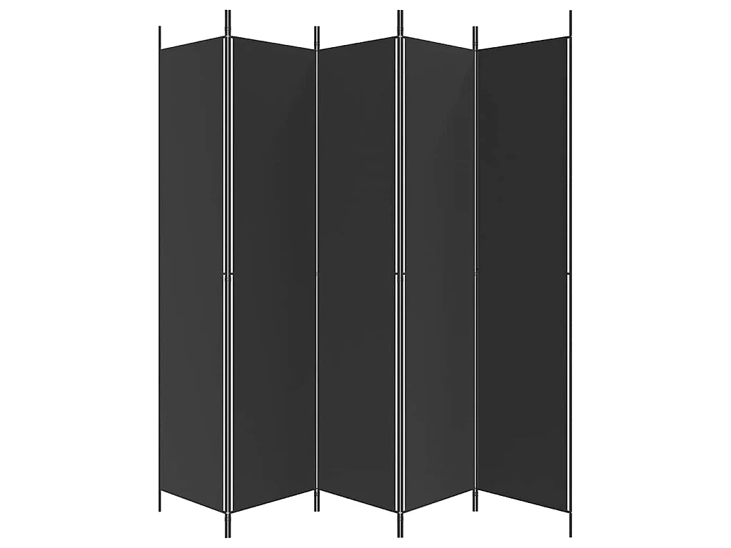 Divisorio 5 Pannelli Nero 250x220 cm Tessuto