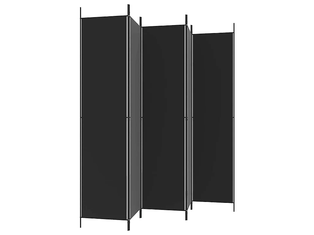 Divisorio 5 Pannelli Nero 250x220 cm Tessuto