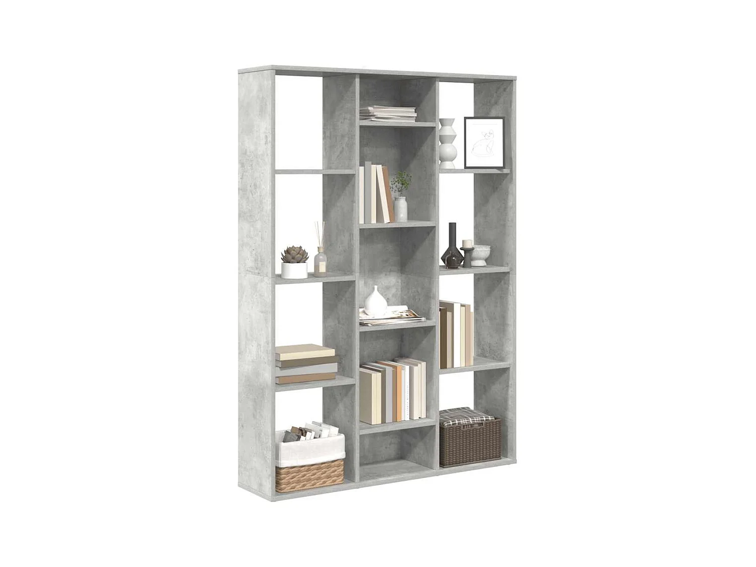 Libreria/Divisorio Grigio Cemento 100x24x140 cm in Multistrato
