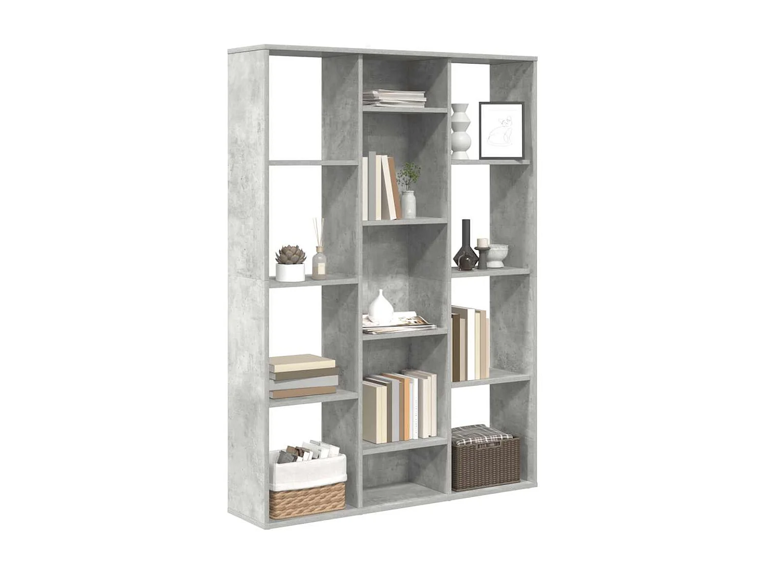 Séparateur de pièce/Bibliothèque Gris béton Bois d’ingénierie