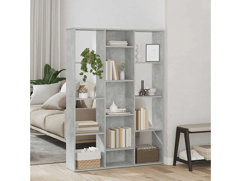 Raumteiler/Bücherregal Betongrau 100x24x140 cm Holzwerkstoff