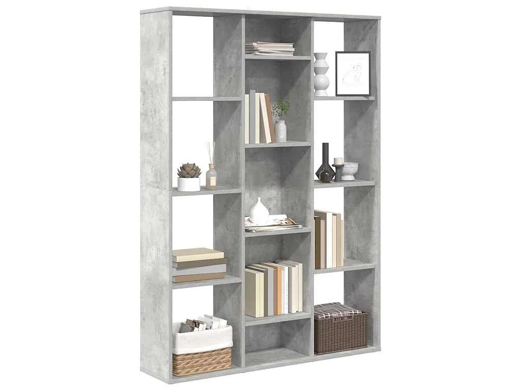 Paravent Séparateur de pièce/Bibliothèque Gris béton Bois d’ingénierie