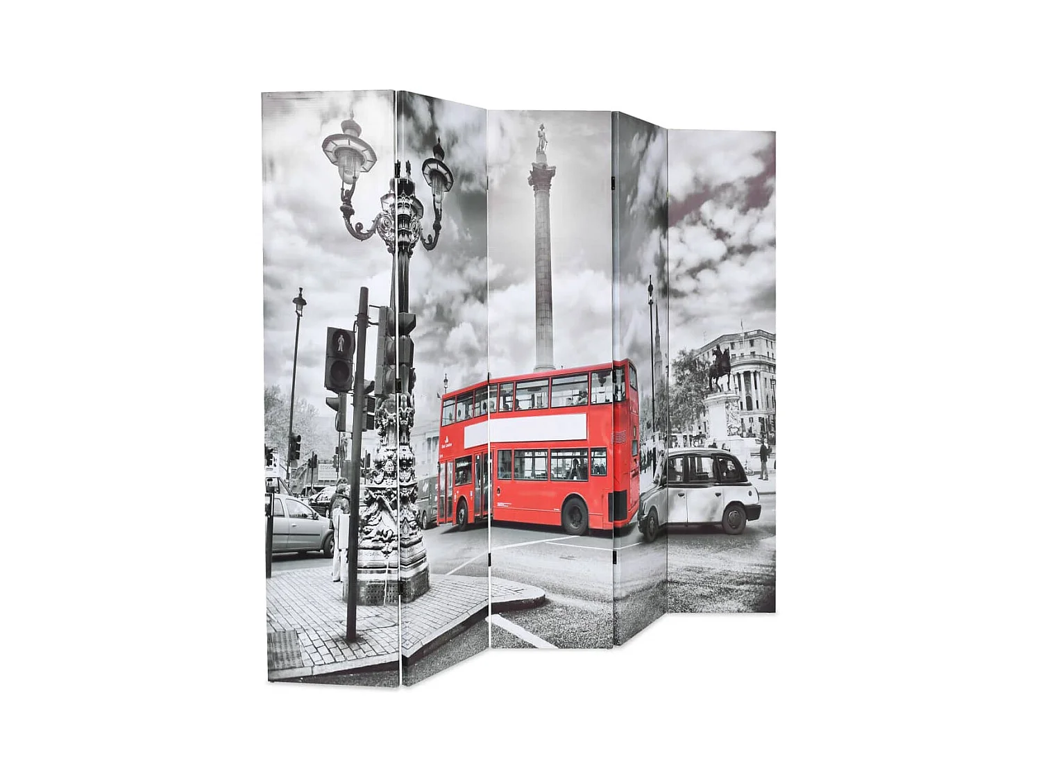 Kamerscherm inklapbaar Londen bus 200x170 cm zwart en wit