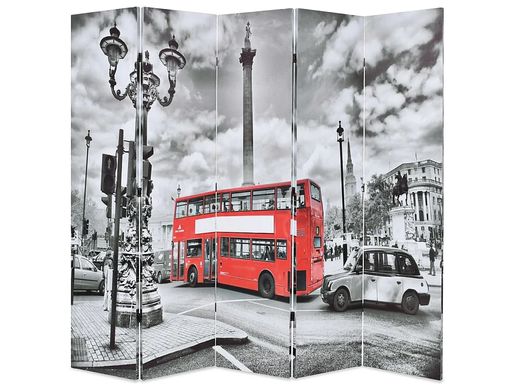 Paravent 200 x 170 cm Bus londonien Noir et blanc